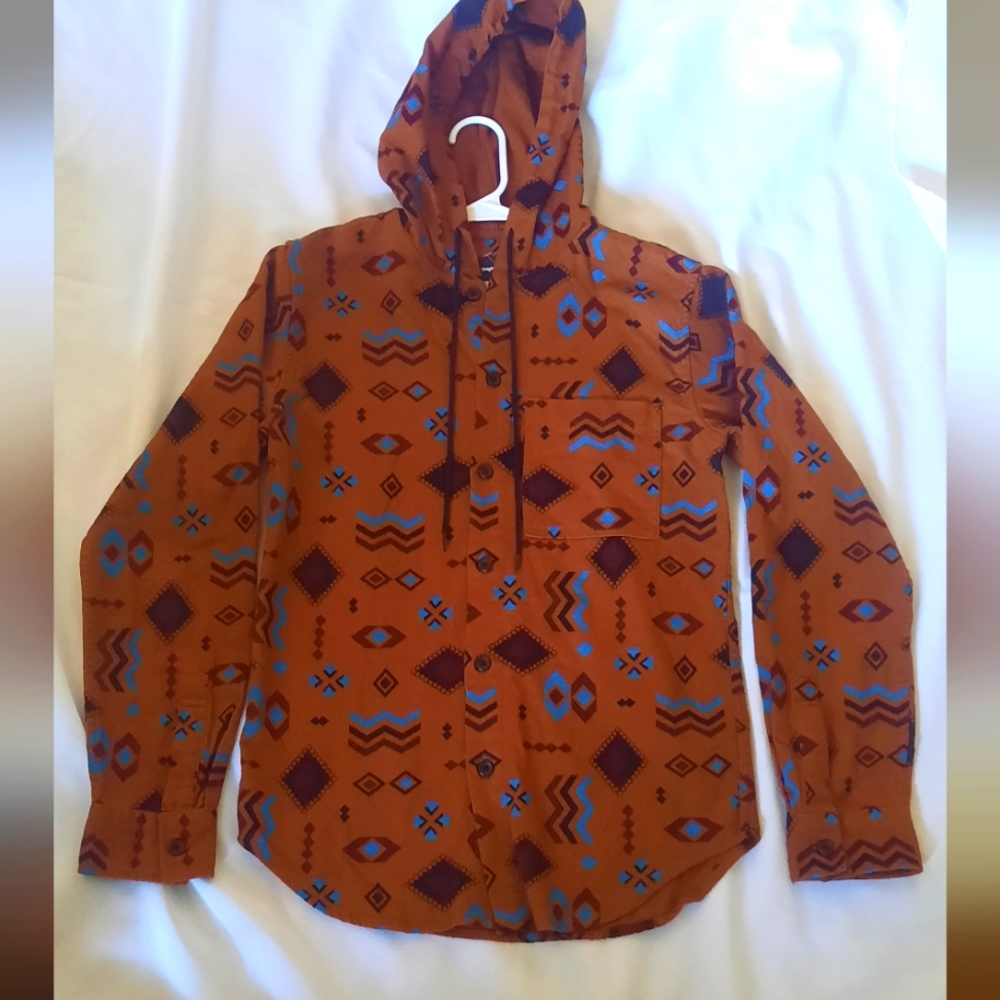 Original Use Mens Shirt Jacket  WithTribal Print